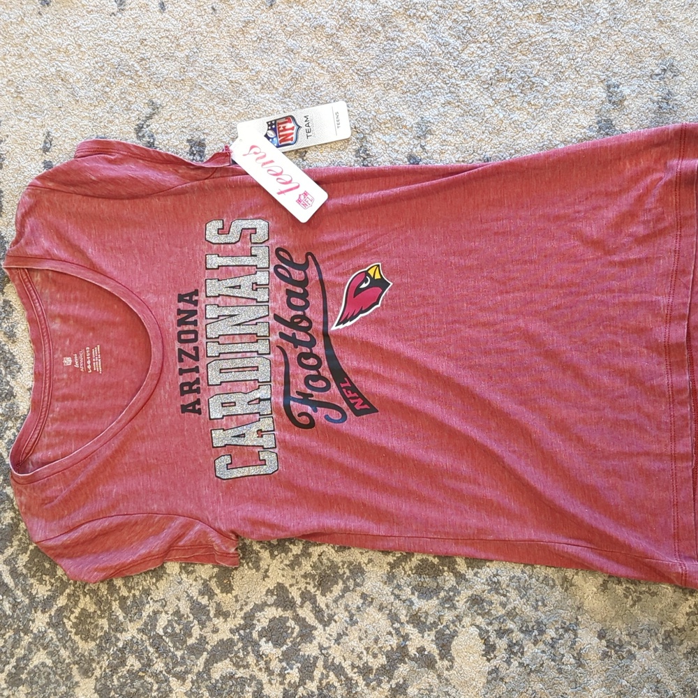 NFL Arizona Cardinals red large burnout teen/women's top. NWT, fitted.